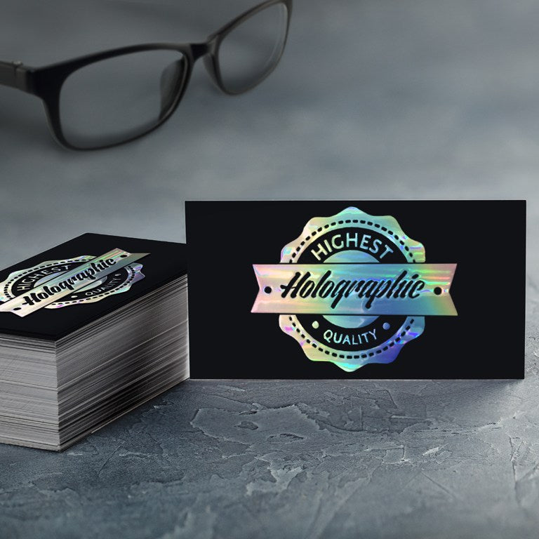 Raised Holographic Foil Suede Business Card - Suede & Raised Foil